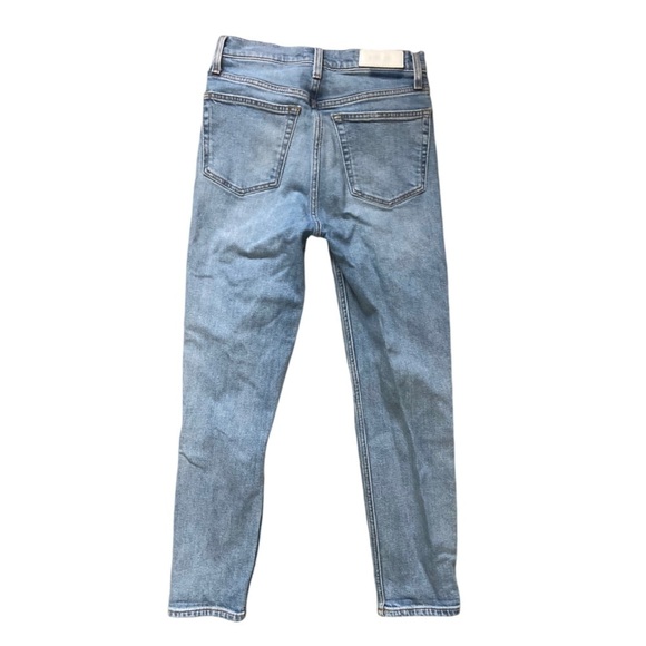 ReDone 90s High Rise Ankle Crop in Worn Blue Destroy Size 28 - Picture 5 of 12